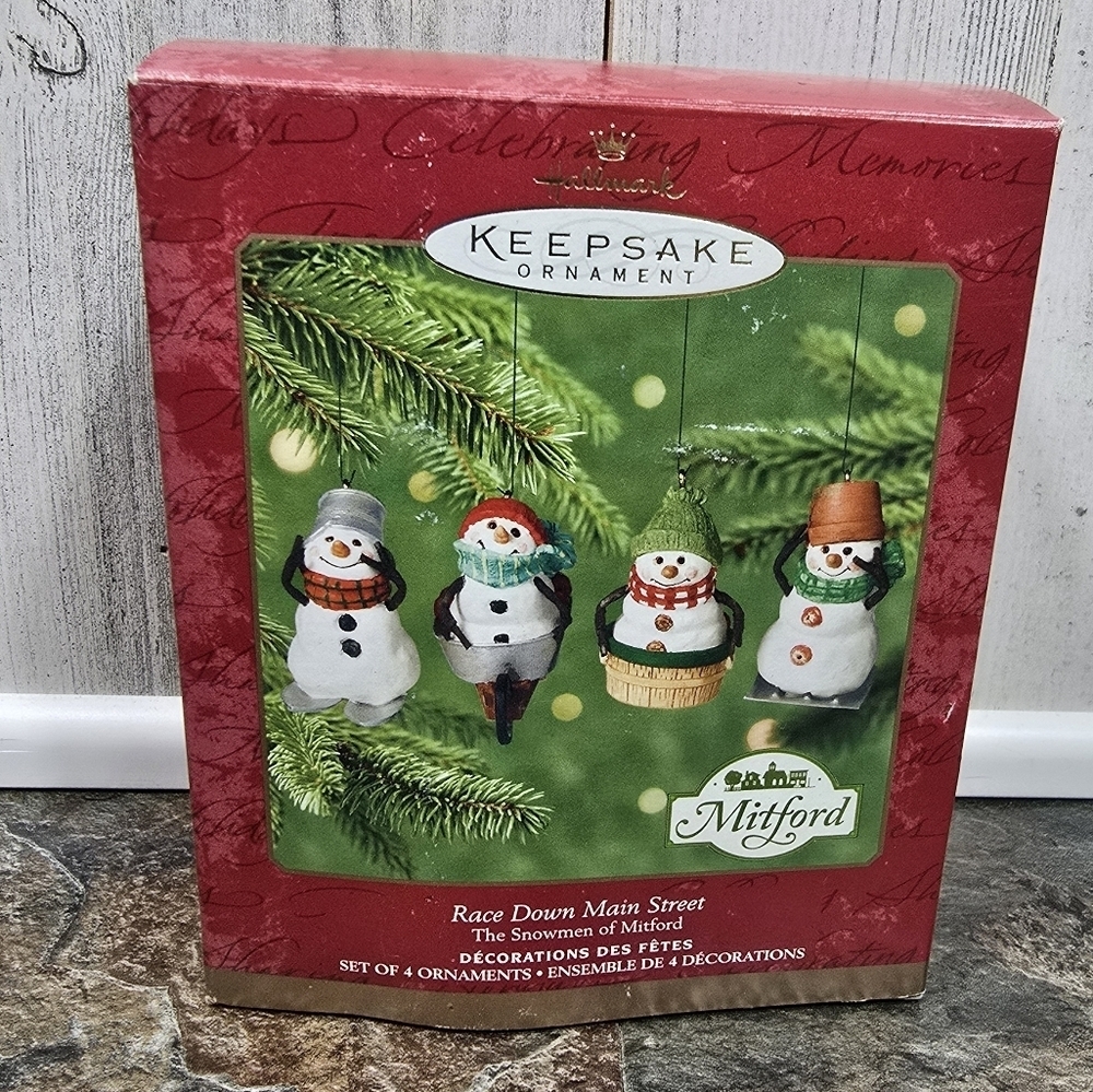 Hallmark keepsake ornament set of 4 mitford race down main street year 2000